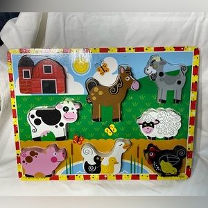 Melisa & Doug  Chunky Puzzle Farm Animals #3723 - Wooden - 9 Pieces - Pre-owned